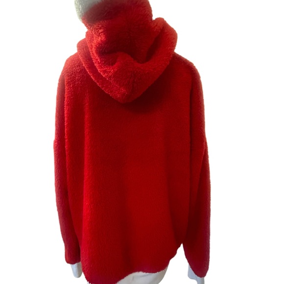 Christmas Santa sweater Large Sherpa Glitter Belt Pom Poms Holiday Top EUC Jem - Picture 4 of 5